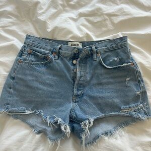 Agolde Blue Jean Shorts High-Waisted Distressed-EUC